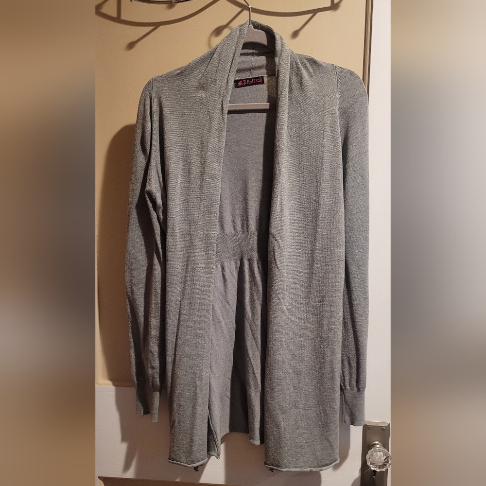 Juliana Gray Open Front Cardigan In Gray Or Brown